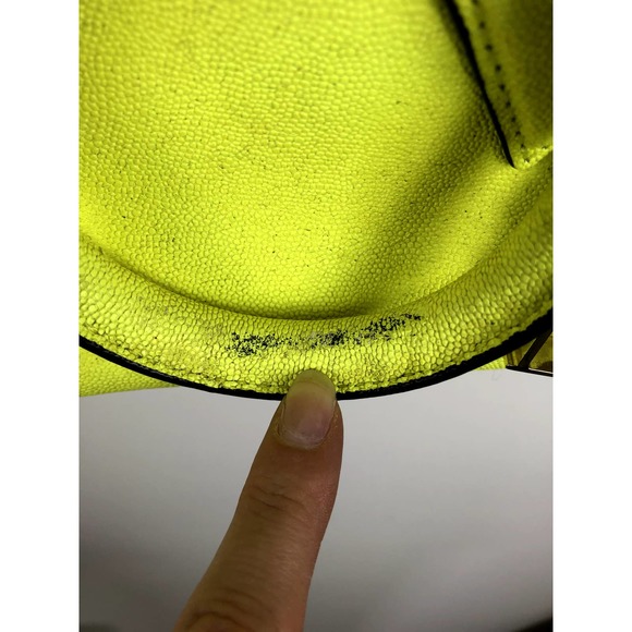 DIANE VON FURSTENBERG Voyage Itsy Double Zip Caviar Mini Satchel in Chartreuse - Picture 9 of 13